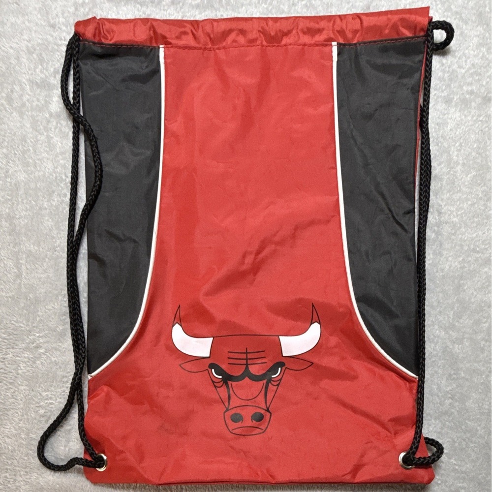 NBA Chicago Bulls Officially Licensed Basketball Drawstring Bag Red Black